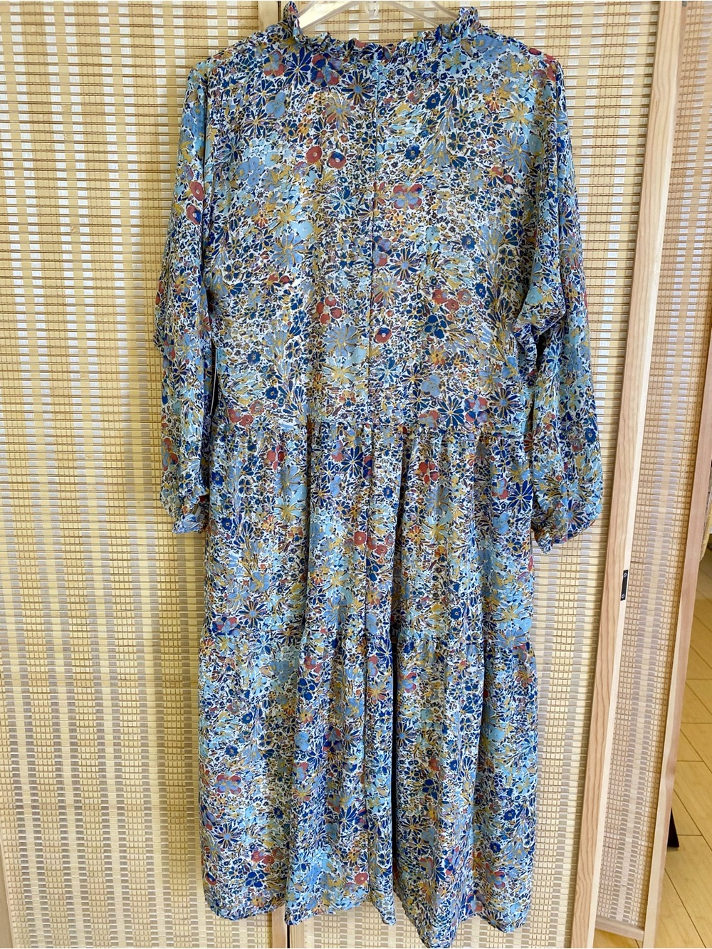 NWT Black Tape Floral Blue Floral Tiered Midi Dress . Boho